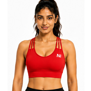 Soutien-gorge de sport pour femme 2026 rouge à dos croisé, maintien élevé, pour yoga et fitness, avec logo NI, design personnalisé Nofyan Ind - Product Image 3