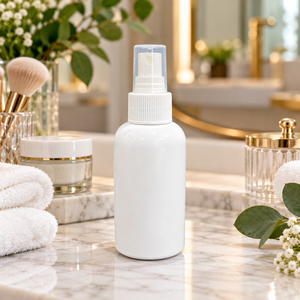 Fine Mist Spray <b>100ml</b> White PET Boston <b>Bottle</b> for Cosmetic Packaging | Skincare Toner Perfume Hair Care Beauty Product Wholesale - Product Image 2