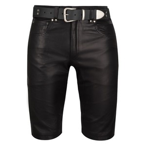 Shorts en cuir noirs, pantalons en cuir courts, pantalon noir - Product Image 1