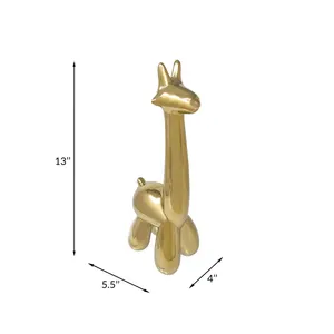Figura de Jirafa Dorada, Escultura de Latón, Decoración Animal de Metal Pulido, Decoración para el Hogar, Diseño 3D Completo - Product Image 3