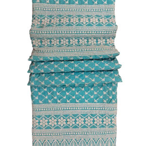 Tissu tissé en coton bleu ciel brodé, très demandé, pour vêtements féminins et pour filles - Tissu léger et respirant, en stock - Product Image 1