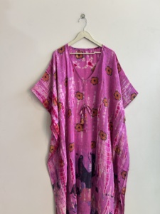 Silk <b>Kaftan</b> Luxury Dresses Long Floral <b>Beach</b> Cover Up Plus Size Casual Streetwear Dress - Product Image 2