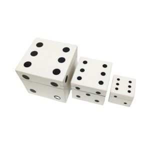 <b>Set</b> of 3 Exclusive White Resin and Wood <b>Dice</b> Box Triple Sizes Square Shape Operated Games Entertainment <b>Dice</b> Boxes - Product Image 1