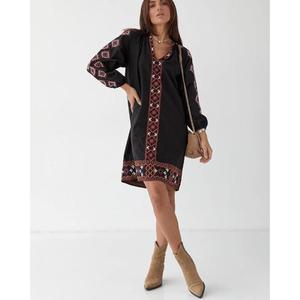 Vestido Bordado Vishivanka, Vestido Negro y Rojo, Vestido Nacional de Ucrania, Ropa Nacional de Ucrania, Regalo de Ucrania, Vestido Bordado de Verano de Ucrania - Product Image 1