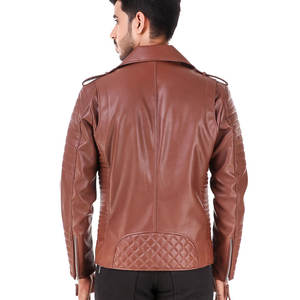 Chaqueta de Cuero Estilo Motero de Invierno Vintage para Hombre, Personalizada en Cuero de Oveja con Detalles Acolchados - Product Image 3