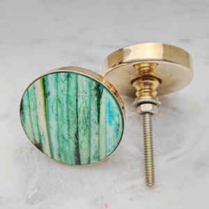 Bouton de tiroir rond blanc avec motif incrusté noir, poignée de meuble en bois, accessoires de décoration intérieure, décor de placard - Product Image 6