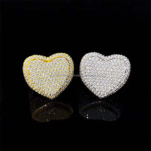 Heart Shape Moissanite <b>Cocktail</b> <b>Ring</b> 22K <b>Gold</b> Plated Pave Setting Luxury Unisex Party Jewelry - Product Image 3