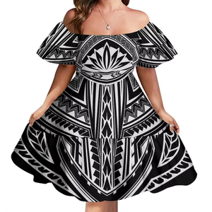Vestido Corto de Estilo Retro con Diseño Tribal Polinesio, Diseño Samoano de Lujo, Vestido de Fiesta con Mangas con Volantes y Antiarrugas, Gran Venta - Product Image 1