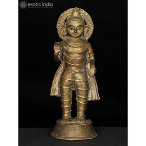 Escultura de Buda Tribal de 8 pulgadas hecha a mano en latón para regalar hecha en India - Product Image 2