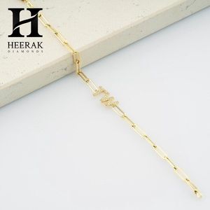 Custom Initial Letter Paperclip <b>Chain</b> Bracelet 14K Gold PVD Plated 925 Sterling Silver Lab Grown Diamond Pave Personalized <b>Name</b> - Product Image 4