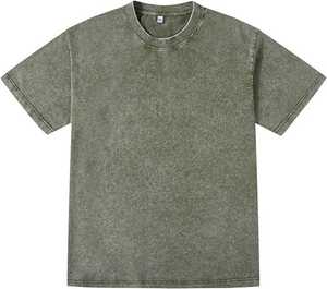 T-shirt personnalisé délavé à l'acide, coupe oversize, imprimé vintage vieilli, en coton épais uni pour homme - Product Image 5