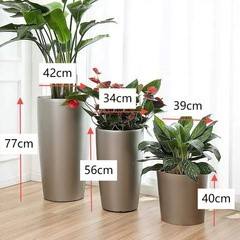 Brice Gardening Grand pot de fleurs d'intérieur auto-arrosant en céramique moderne avec revêtement poudré écologique pour salon Vaso De Planter - Product Image 4