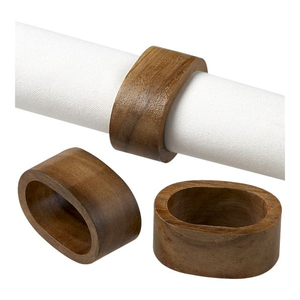 Anneaux de serviette en bois |   Décoration de table ronde artisanale pour dîners et mariages - Product Image 2