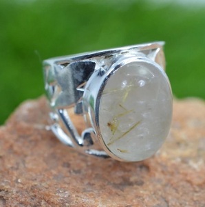 Anillo de Rutilo Dorado Natural, Plata de Ley 925, Anillo de Piedras Preciosas Hecho a Mano para Mujer - Product Image 2