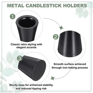 <b>Black</b> Iron <b>Candlestick</b> <b>Holder</b> Set of 3 Tapered Design Home Decoration Durable Metal Candle <b>Holders</b> - Product Image 4