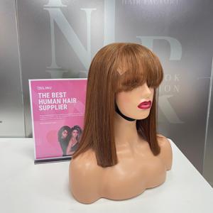 Peluca con flequillo sin procesar 100% cutícula alineada extensiones de cabello humano virgen recto estilo sedoso HD encaje suave sensación precio barato - Product Image 5