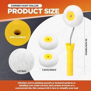 Kit Rullo per Pittura Angoli da 10 Pezzi con 9 Utensili per Angoli in Cartongesso e Rullo per Pittura da 3 Pollici con Manico da 12 Pollici per Applicazione Stucco - Product Image 5