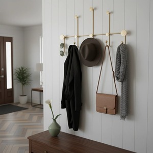 Wall Mounted <b>Plastic</b> <b>Hook</b> Rack 6 <b>Hooks</b> Minimalist Design for Clothing Storage Easy Install - Product Image 2
