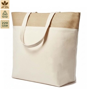 กระเป๋าเก็บความเย็นแบบมีฉนวนหุ้ม ผ้าใบเคลือบและผ้าใบไม่เคลือบ 220 GSM ขนาด 43x32x14 ซม. หูหิ้วผ้าฝ้าย 3x48 ซม. รับทำโลโก้ตามสั่ง ขายส่ง - Product Image 1