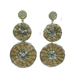 Boucles d'oreilles créoles nouveau Design boucles d'oreilles bohème en rotin fait à la main pour femmes et filles - Product Image 1