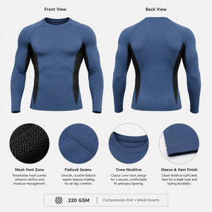 Private Label Wholesale Unisex Spandex/Polyester <b>Long</b> <b>Sleeve</b> <b>Compression</b> <b>Shirt</b> Breathable Thumbhole Cuff Design Seamless Knit - Product Image 2