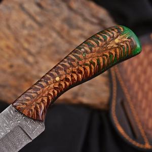 Couteau de boucher nordique industriel de 7,5 pouces en acier Damas fait main, avec manche personnalisé en forme de cône de pin, style Western - Product Image 3