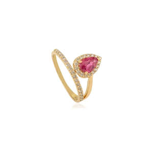 14K Solid Gold Floating 1 Ct Ruby Diamond Prong Wedding Ring - Product Image 4
