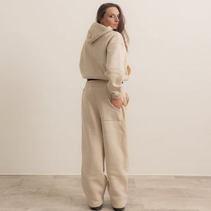 Survêtement unisexe en polaire à motif uni, sweat-shirt et pantalon de survêtement, polyester/coton, logo personnalisé, respirant, respectueux de l'environnement - Product Image 4