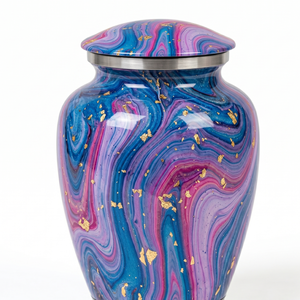 Galaxy Cremation Urn Aluminum Ashes <b>Keepsake</b> Crematory Urn Blue Pink Decorative <b>Memorial</b> Vessel - Product Image 3