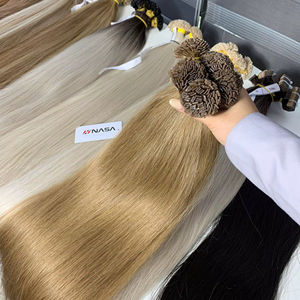 Venta al por mayor de fábrica de cabello natural liso con punta plana, extensiones de cabello humano 100% natural de la empresa Nasa Hair. - Product Image 1
