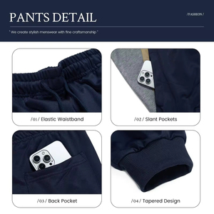 New Arrival Men Winter Casual Solid Nylon Trim High Quality Custom Logo Tracksuit <b>Set</b> Quick Dry Breathable <b>Sweat</b> Jacket Pants - Product Image 2
