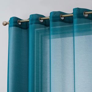 Set di 2 Tende Semitrasparenti in Voile con Occhielli, Filtranti la Luce, per Camera da Letto, Soggiorno, Sala da Pranzo, Grigio, Teal, Blu - Product Image 4