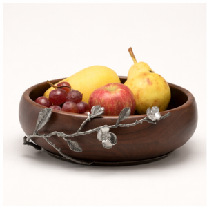 Tazón de servir de madera de mango de lujo hecho a mano con acento decorativo de rama de orquídea niquelada para decoración del hogar y centro de mesa - Product Image 5