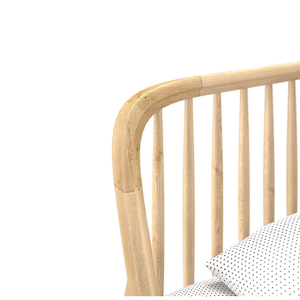 Natural Teak Wood <b>Bed</b> Frame <b>with</b> High Headboard Heavy Duty Construction Wooden Slat Support - Product Image 3