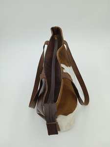 Bolso Tote de Cuero Genuino de Primera Calidad con Pelo, para Mujer, con Cierre de Cremallera, Diseño Portátil, Piel de Vaca Natural LHTB-0105 - Product Image 4