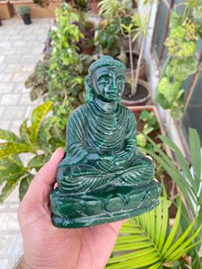 Hand Carved Fuchsite Buddha <b>Statue</b> Natural Green Gemstone Meditation Idol Spiritual Home Decor Wholesale Supplier - Product Image 2
