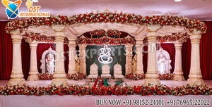 Mandap Manavarai para bodas al sur de EE. UU., estilo Tirupati, Mandapam dorado para bodas, pilares dobles tradicionales de FRP, Mandap para Reino Unido - Product Image 3