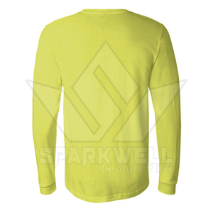 T-shirt gris à manches longues en jersey de polyester pour homme, coupe classique, col rond, uni, sportif, séchage rapide, décontracté - Product Image 2