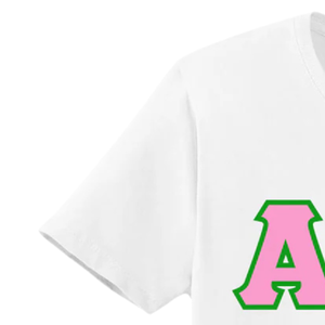 Camiseta AKA 3 con letras griegas bordadas, camiseta blanca de algodón con cuello redondo, manga corta, suave, transpirable, informal, unisex, para el día a día - Product Image 3