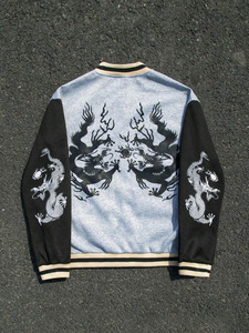 Custom Grey Black College <b>Baseball</b> <b>Jacket</b> <b>for</b> <b>Men</b> Streetwear Varsity Outerwear Bold Sleeve Graphic Design Snap Button Closure - Product Image 2