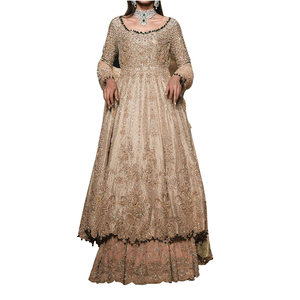 Vestido de Novia Étnico para Mujer, el Más Hermoso Vestido de Patrón Sólido para Damas, Ropa Pakistaní Ecológica Personalizada - Product Image 1