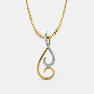 Yellow Gold Abstract Swirl Lab Grown Diamond Pendant Necklace - Product Image 1