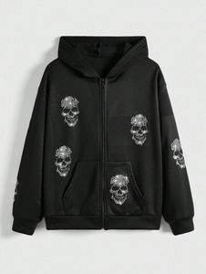 Sweat à capuche personnalisé en molleton épais avec strass pour hommes et femmes, en coton premium, coupe ample, style streetwear - Product Image 6