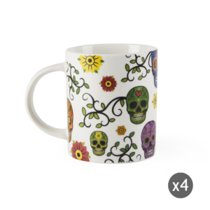 Tazza in Porcellana Excelsa Calavera 11,5x8x9 Cm, Tazza in Ceramica Multicolore - Product Image 2