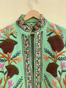 Handmade 100% Cotton Velvet Suzani Kimono Jacket | Autumn/<b>Winter</b> <b>Quilted</b> Breathable Eco-Friendly Boho Design Embroidery - Product Image 5