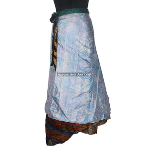 Nuevas faldas envolventes de seda sari, 100 formas de usar, faldas envolventes multiusos, halter, sarong, falda envolvente mágica bohemia, sari de seda vintage - Product Image 1