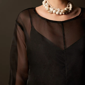 Robe de maternité décontractée et élégante en organza transparent à manches longues, col rond en soie, coupe droite ample, pour l'été, ODM - Product Image 1