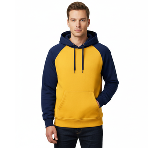 Sudadera Deportiva de Manga Raglán Bicolor OEM, Verde Bosque y Crema en Contraste, Sudadera de Alta Calidad para Hombre, Estilo Urbano - Product Image 4