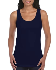 Camiseta sin mangas de cuello redondo para mujer, color blanco sólido, corte regular, informal, tejida, 100% algodón - Product Image 3