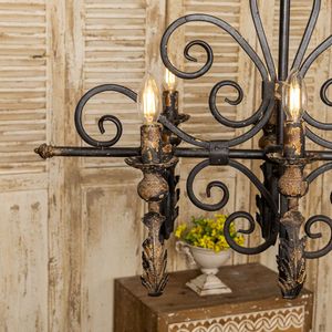 Lampadario a candela in ferro battuto a 6 luci stile Country americano plafoniera da pranzo lampade a sospensione - Product Image 5